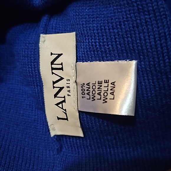 LANVIN LOGO EMBROIDERY WOOL HAT- BLUE - Picture 10 of 11